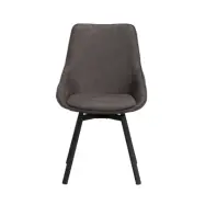 ROWICO Alison Matstol, med Sv&auml;ngbart S&auml;te och Armst&ouml;d - Gr&aring; Mikrofiber och Svart Metall