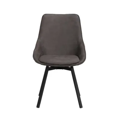 ROWICO Alison Matstol, med Svängbart Säte och Armstöd - Grå Mikrofiber och Svart Metall