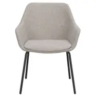 ROWICO Haley Matstol, med Armstöd - Ljusgrått Tyg och Svart Metall Ben