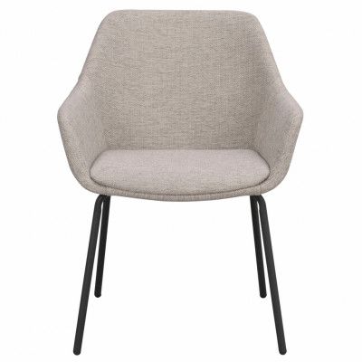 ROWICO Haley Matstol, med Armstöd - Ljusgrått Tyg och Svart Metall Ben