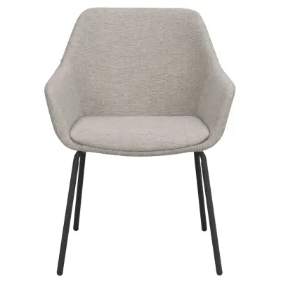 ROWICO Haley Matstol, med Armstöd - Ljusgrått Tyg och Svart Metall Ben