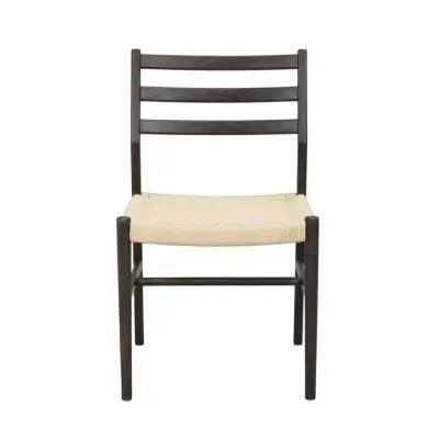 ROWICO Harlan matstol - ljusbeige papperssnöre och brun ek