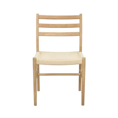 ROWICO Harlan matstol - ljusbeige papperssnöre och naturlig ek