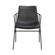 ROWICO Huntingbay Matstol, med Armst&ouml;d - Svart PU L&auml;der och Svart Metall