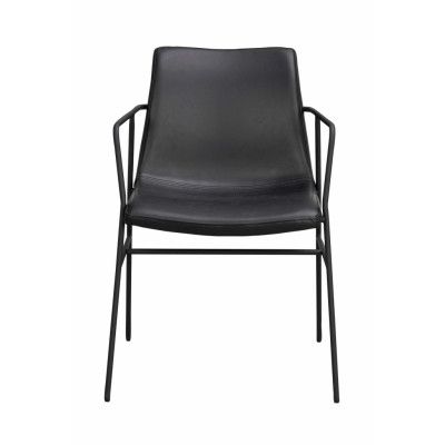 ROWICO Huntingbay Matstol, med Armstöd - Svart PU Läder och Svart Metall