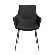 ROWICO Lowell Matstol, med Armstöd - Svart Läder och Svart Metall