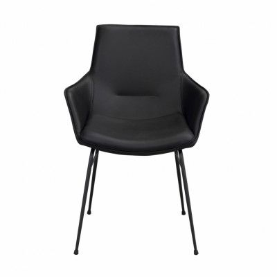 ROWICO Lowell Matstol, med Armstöd - Svart Läder och Svart Metall