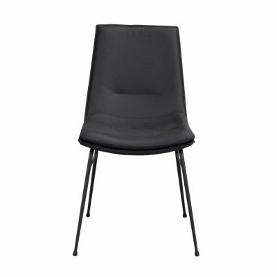 ROWICO Lowell matstol - svart läder och svart metall