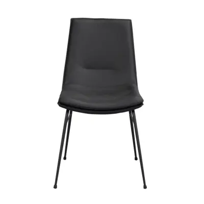 ROWICO Lowell matstol - svart läder och svart metall