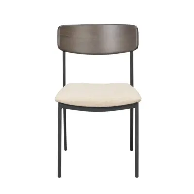 ROWICO Maymont matstol, stapelbar - ljusbeige tyg, brun ek och svart metall