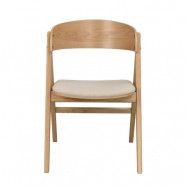 ROWICO Waterton matstol med armstöd - beige tyg och naturlig ek