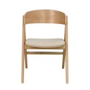 ROWICO Waterton matstol med armstöd - beige tyg och naturlig ek