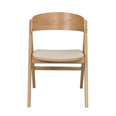 ROWICO Waterton matstol med armstöd - beige tyg och naturlig ek