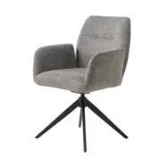 Roxana Select snurrstol, med armstöd - mellangrå polyester och svart stål