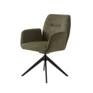 Roxana Select snurrstol, med armstöd - olivgrön polyester och svart stål