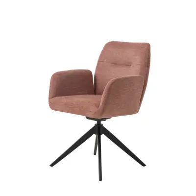 Roxana Select snurrstol, med armstöd - rosa polyester och svart stål