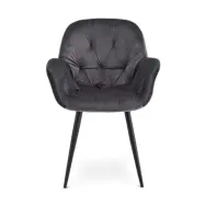 Salina Matstol, med Armst&ouml;d - Gr&aring; Velour och Svarta Ben