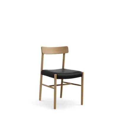 Sydney matstol - svart läder och naturlig ek