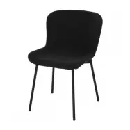 Teddy matstol - svart bouclétyg och svart metall