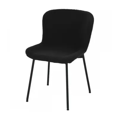 Teddy matstol - svart bouclétyg och svart metall