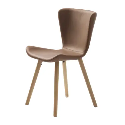 Teslin matstol - brun PU och naturlig ek