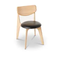 Tom Dixon Slab matstol klädd sits Natural oak-black leather