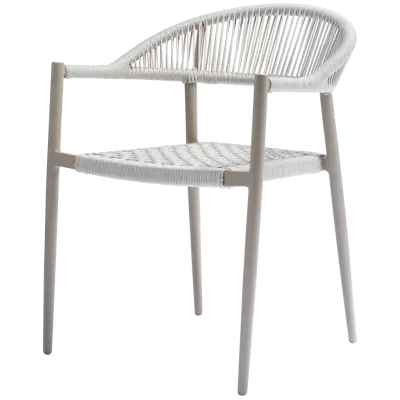 TRÄSET V 2 - GUL TRÄDGÅRDSSTOL MED REPE/ALUMINUM LJUSGRÅ