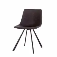 UNIKA M&Ouml;BLER Yukon matstol - m&ouml;rkgr&aring; PU och svart metall