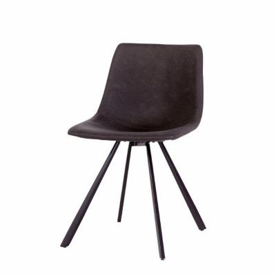 UNIKA MÖBLER Yukon matstol - mörkgrå PU och svart metall