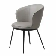 UNIQUE FURNITURE Gain Matstol, med Armstöd - Taupe Konstläder och Svart Metall