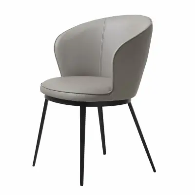 UNIQUE FURNITURE Gain Matstol, med Armstöd - Taupe Konstläder och Svart Metall