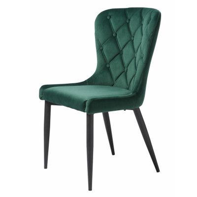 UNIQUE FURNITURE Granby Matstol - Grön Sammet och Svart Metall