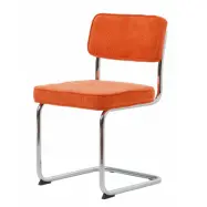 UNIQUE FURNITURE Rupert Matstol - Orange Cordoroy Polyester Sammet och Krom Metall