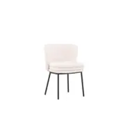 VENTURE DESIGN Agnes matstol - vitt bouclétyg och svart stål