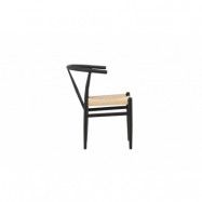 VENTURE DESIGN Alfons matstol - svart/beige rep