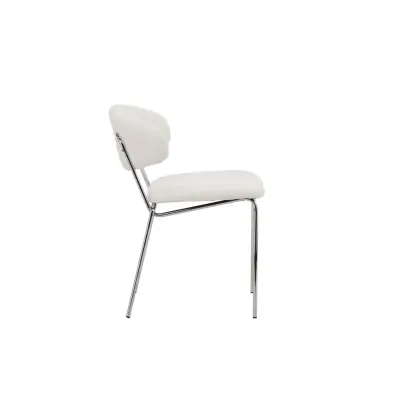 VENTURE DESIGN Chico Matstolar 2-pack - Stålben Krom / Vit Bouclé