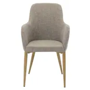 VENTURE DESIGN Comfort Matstol, med Armstöd - Ljusgrå Polyester och Naturmetall