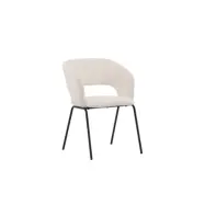 VENTURE DESIGN Dag matbordsstol, m. armstöd - vitt linne och mattsvart stål