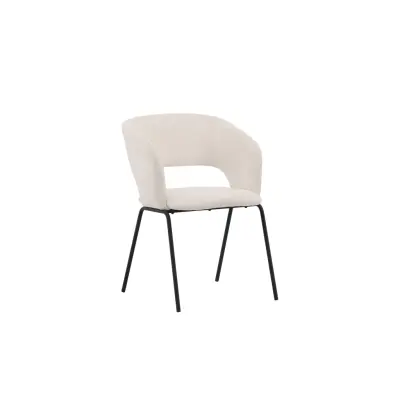 VENTURE DESIGN Dag matbordsstol, m. armstöd - vitt linne och mattsvart stål