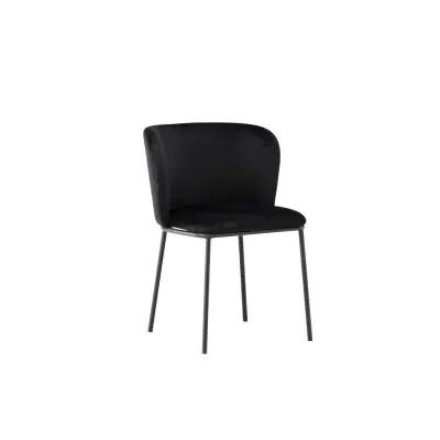 VENTURE DESIGN Edina matstol - svart polyestersammet och svart stål