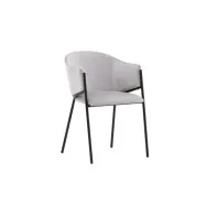 VENTURE DESIGN Evelina matbordsstol, m. armstöd - ljusgrå polyester sammet och svart stål