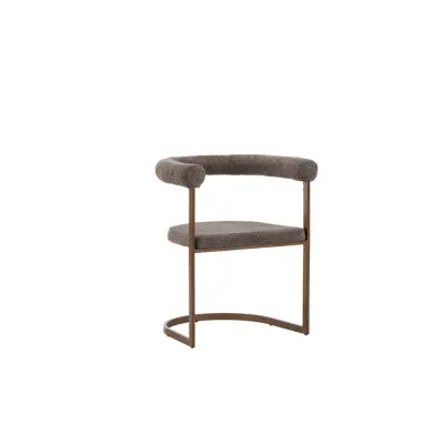 VENTURE DESIGN Morgonmatstol, w. armstöd - brun/grå bouclétyg och stål