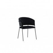 VENTURE DESIGN Selma matbordsstol, m. armstöd - svart polyester sammet och svart stål