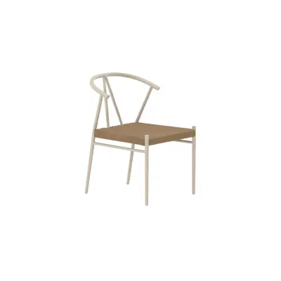 VENTURE HOME Alfons Matstol - Beige Pulverlackering / Naturrotting