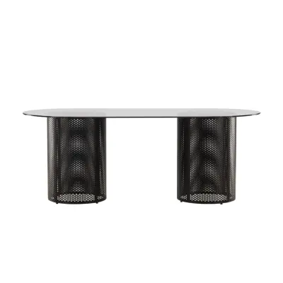 VIND COLLECTION Glasgow x Josefin Lustig matbord, ovalt - klarglas och svart stål (200x100)