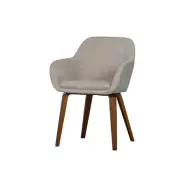 VTWONEN Base matbordsstol, med armstöd - sandmelerad sammetspolyester och valnötsfinish