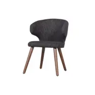 VTWONEN Cape matstol - svartmelerad polyester och m&ouml;rkbrunt tr&auml;