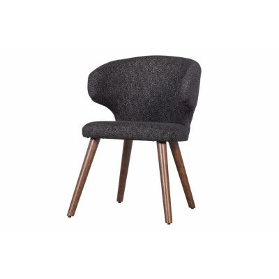 VTWONEN Cape matstol - svartmelerad polyester och mörkbrunt trä