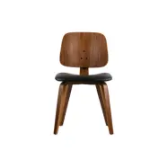 VTWONEN Klassisk matstol - svart PU och brun valnötsfinish