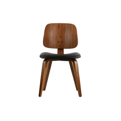 VTWONEN Klassisk matstol - svart PU och brun valnötsfinish